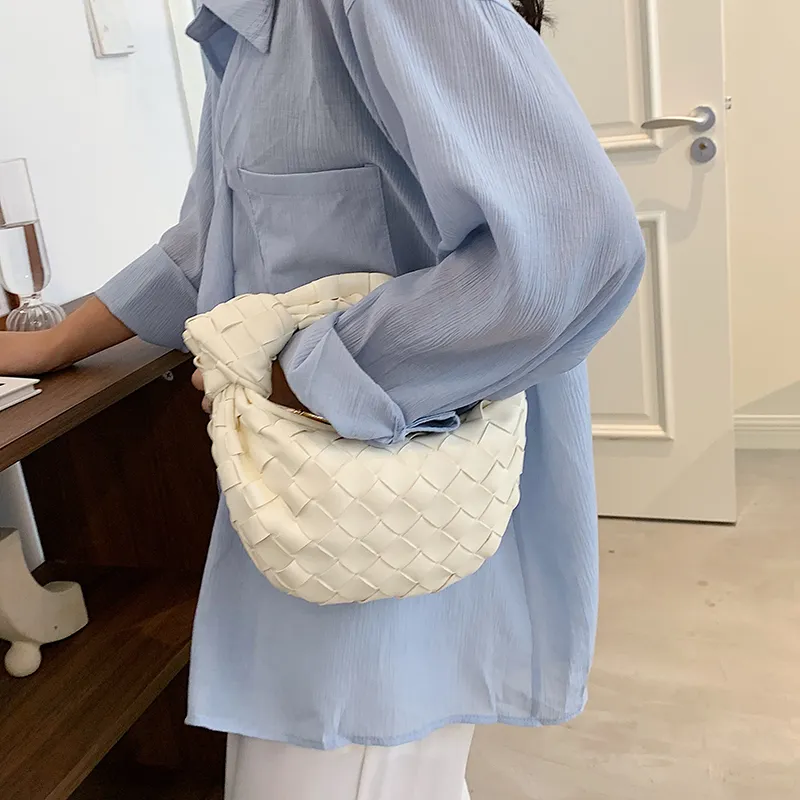 Abendtaschen Damen Schulter PU Leder Handtasche für Frauen 2024 Sommer Weben Handtaschen und Geldbörsen Weibliche Reise_voghion.com