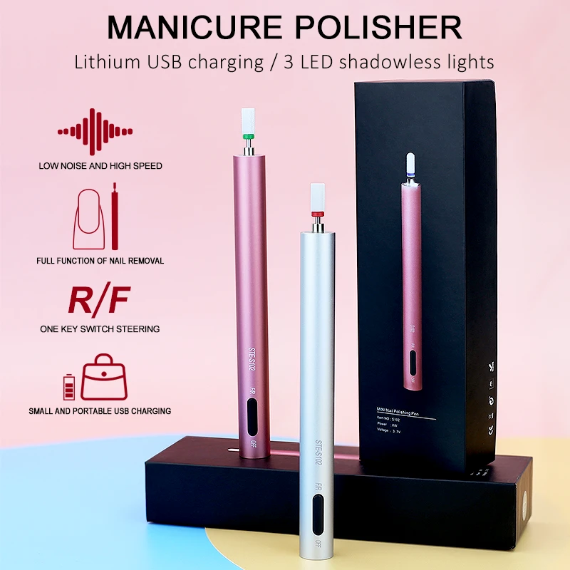 Electric Nail Drill Machine 12000 RPM Manicure Machine USB Charging Mill Cutter For Manicure Nail Tools For Nail Salon_voghion.com