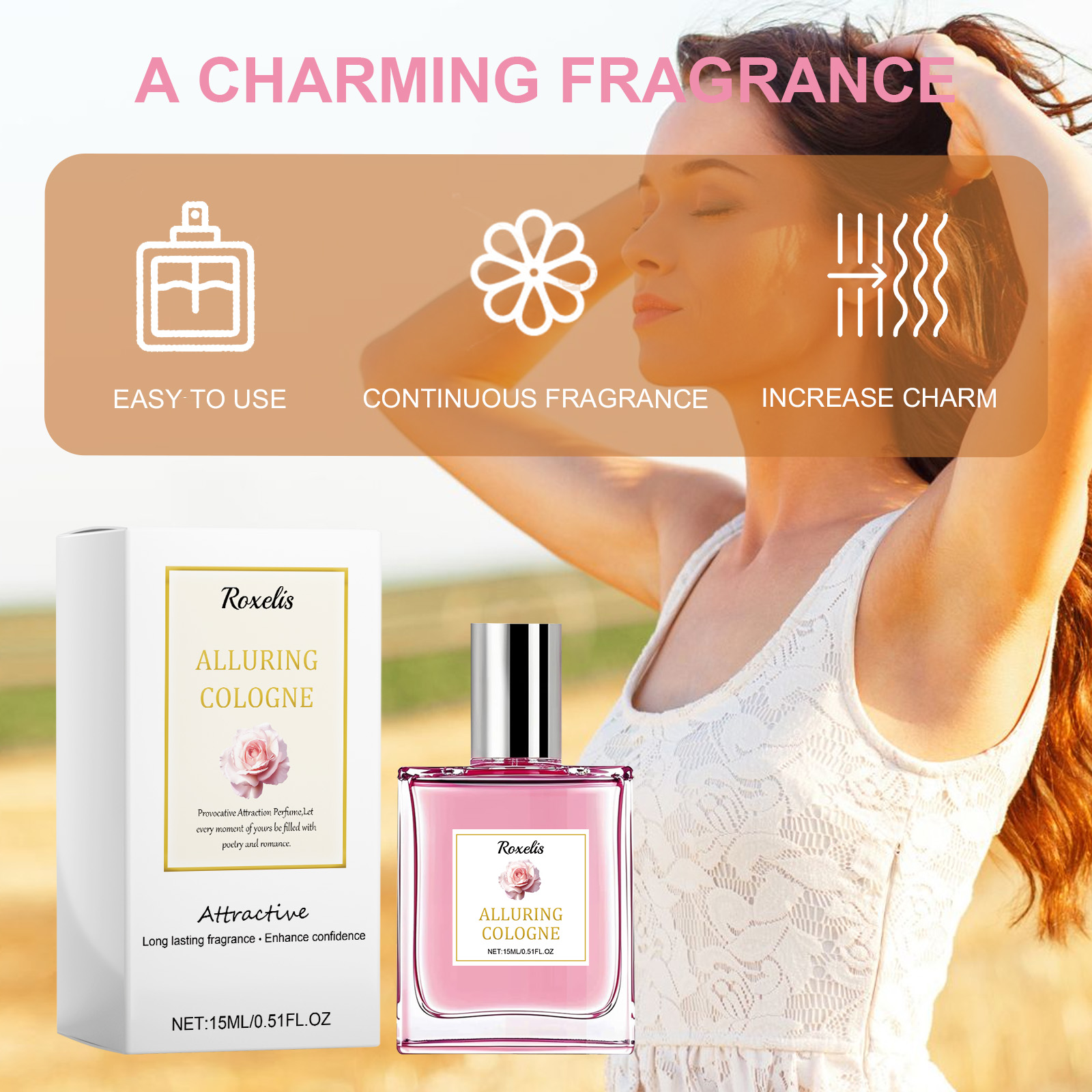 Roxelis Pheromone Perfume For Women Rose Fresh Long-lasting Scent_voghion.com