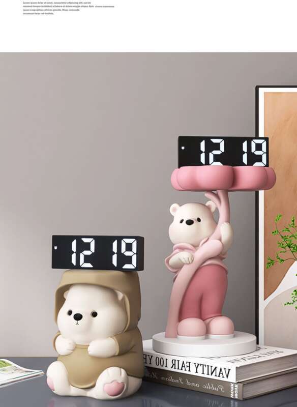 【Merkeanmeldelse 102000+】 Palmetre Kreativ Bjørn Digital Elektronisk Klokke Ornament Stue Entré Kontor Skrivebord_voghion.com