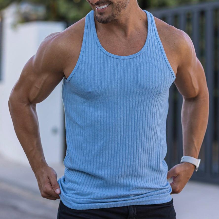 men's clothing new summer knitted solid color fitness sports slim fit vest men's clothing_voghion.com