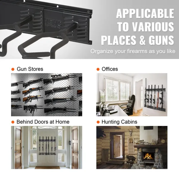 VEVOR Gun Rack, Indoor Gun Rack Wall Mount, 6-Slot Vertical Rifle Shotgun Gun Rack, 180 Lb Heavy Duty Metal Wall Gun Rack Display Stand With Soft Pa_voghion.com