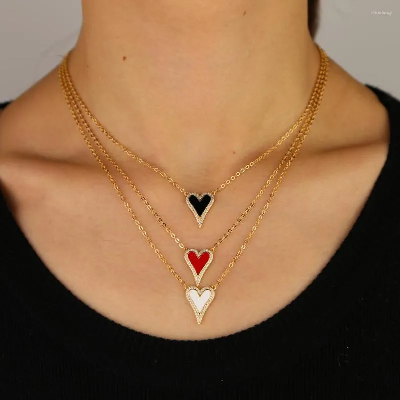 Collane con ciondolo minimali e delicate, con zirconi trasparenti, rosse, bianche e nere, in smalto a forma di cuore, regalo per amanti dei gioielli da donna_voghion.com