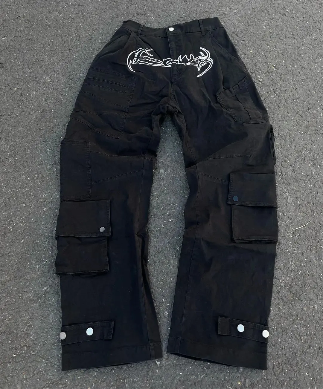 Jeans Y2K Haruku Hip Hop Retro Black Multi Pocket Cargo Pants Man Punk Gothic Baggy Wide Leg Trousers Streetwear_voghion.com