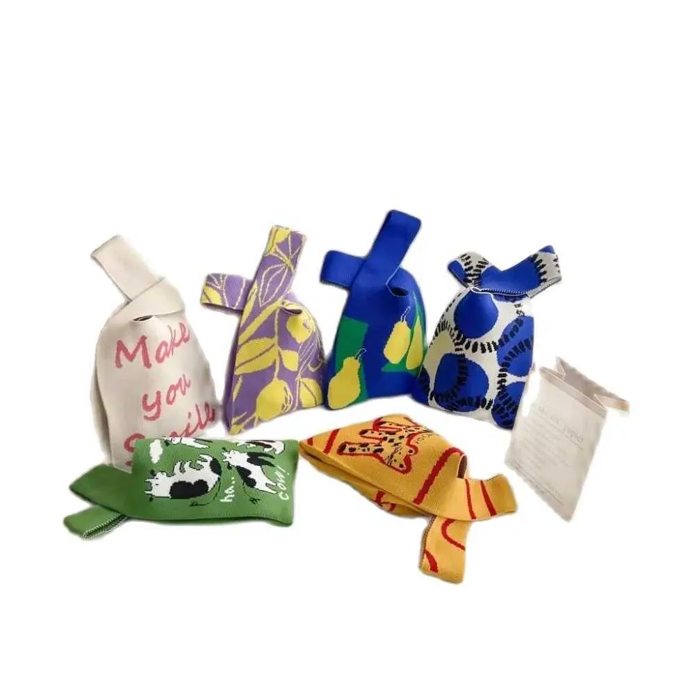 Handtasche Fi gestrickte handgemachte Einkaufstasche mit hoher Kapazität Knotentasche für Mädchen Y241106_voghion.com