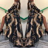 women's retro palace style dress printed long sleeves slit waist long skirt_voghion.com