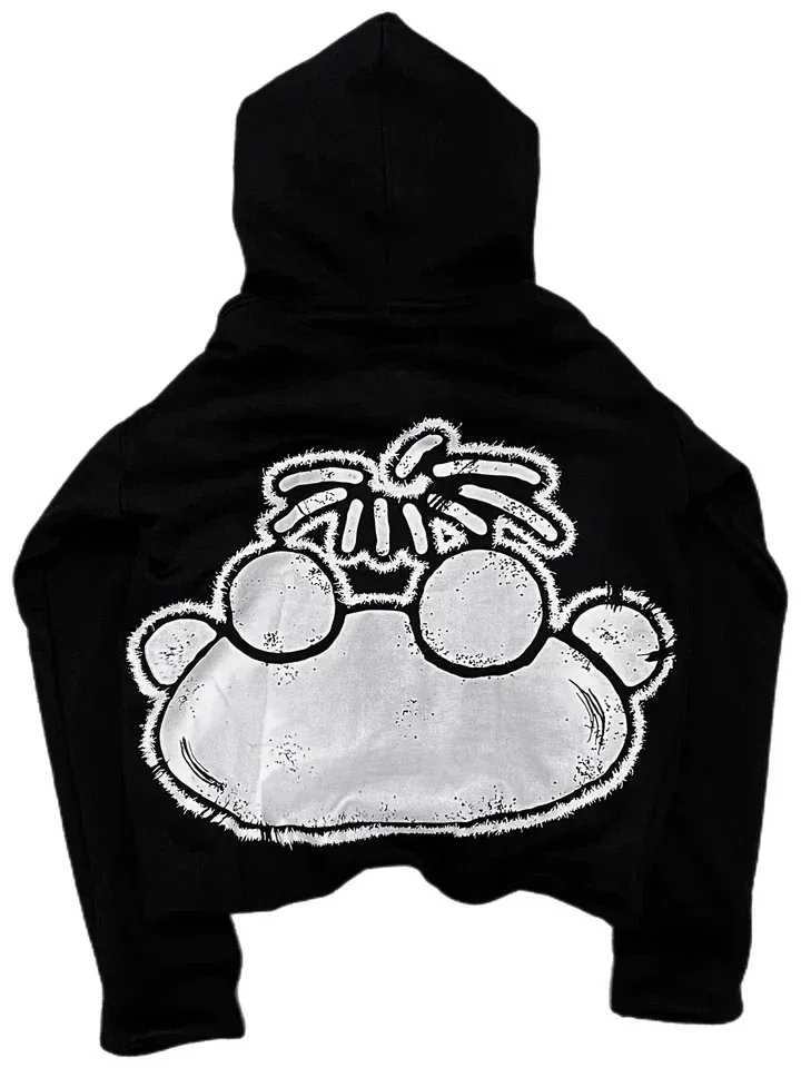 Oversized Men's Hoodie Y2k Harajuku Graphic Print Pullover Black_voghion.com