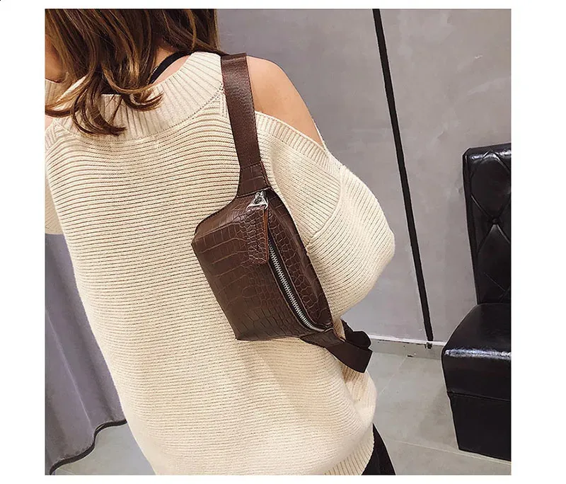 Leder Brusttasche Fanny Frauen Tasche Kleine Bum Taille Gürteltaschen Casual Phone Pack Mode Brieftasche c101 240829_voghion.com