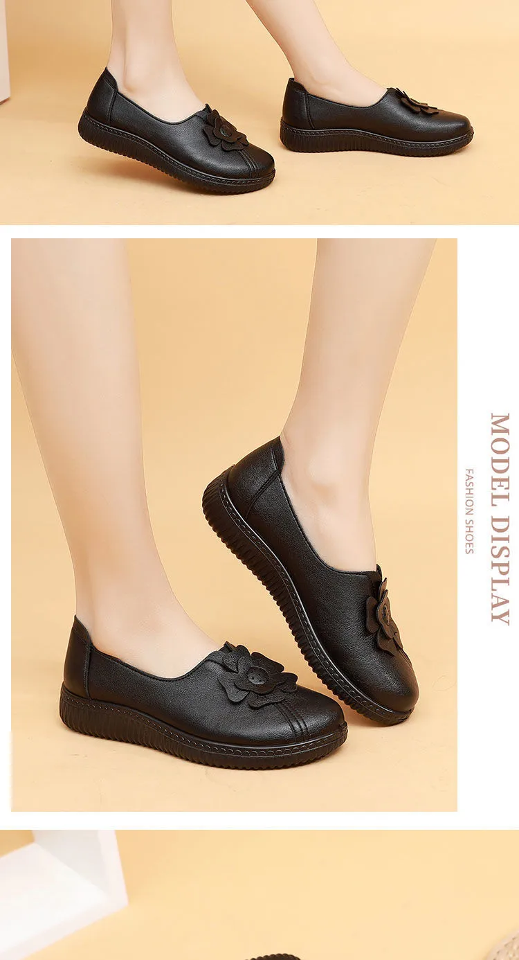 2022 Retro Loafers Frauen Wohnungen Slip auf Frau Frühling Herbst Flach Weiche Mama Casual Schuhe Schwarz_voghion.com