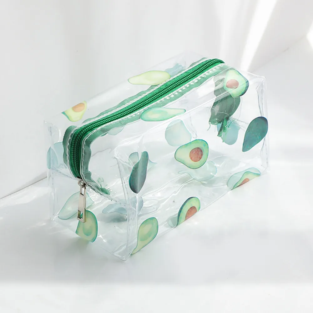 Borsa da toilette trasparente in PVC per cosmetici, frutta e avocado, piccola, impermeabile, multifunzione, per donne e ragazze, portapenne_voghion.com