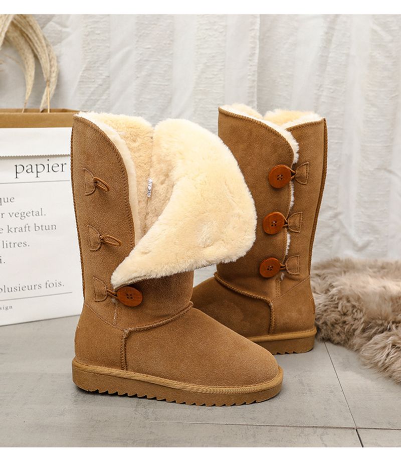 Ψηλό μπλουζάκι για γυναίκες 2023 Χειμώνας αντιολισθητικό χοντρό ζεστό μακριά βαμβακερά παπούτσια χιονιού με τρεις πόρπες_voghion.com