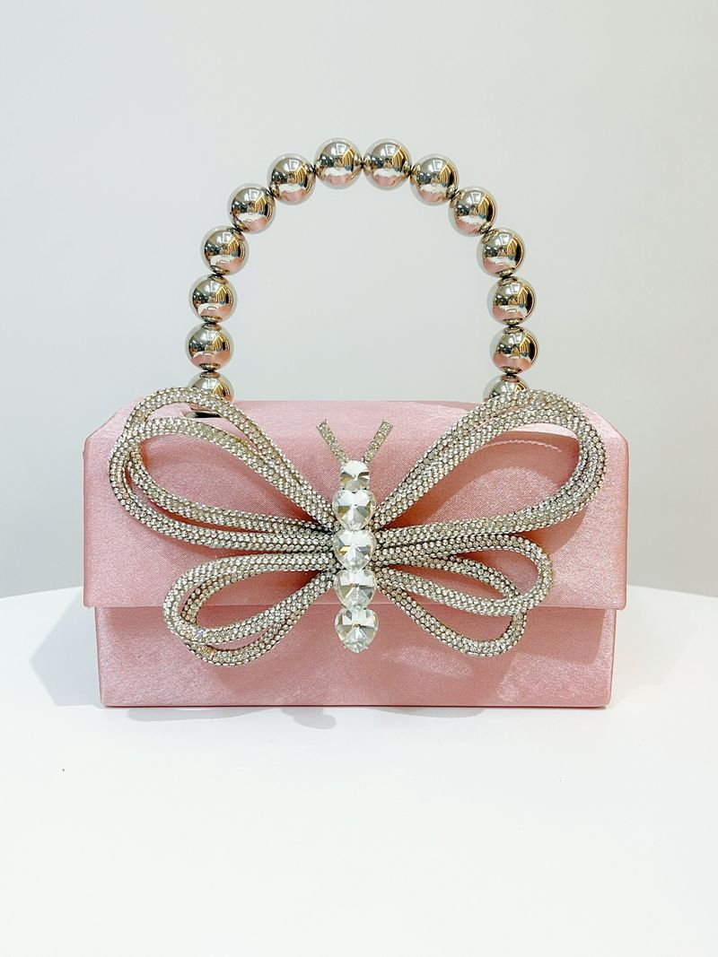 Nuova borsa da festa con fiocco quadrato in seta francese lucida, piccola, borsa a tracolla in mano_voghion.com