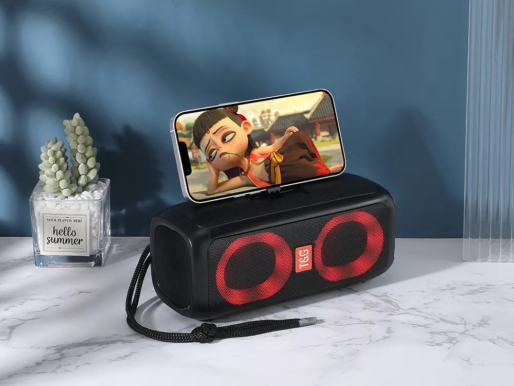 TG333 Portable Wireless Bluetooth Subwoofer Waterproof Outdoor TF USB Stereo With Phone Stand Speaker_voghion.com
