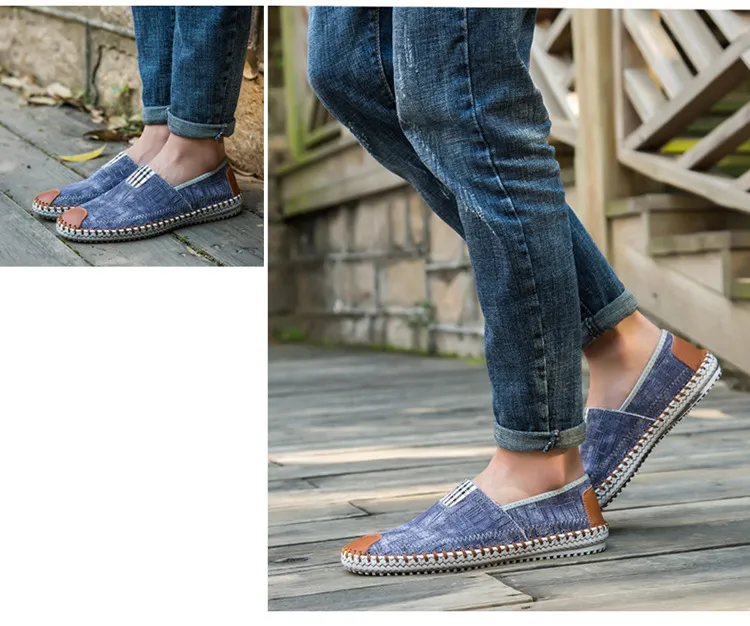 Pantofi sport casual pentru bărbați, pantofi sport cu toc înalt, respirabili, din denim, pentru bărbați, stil pescar, design de brand, espadrile, pantofi sport_voghion.com
