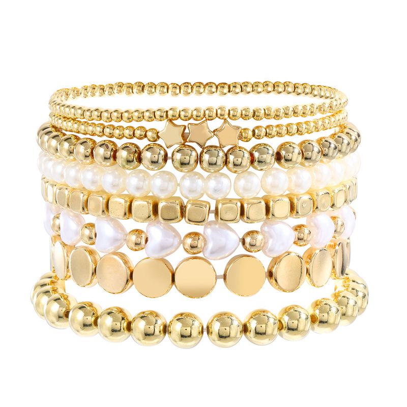 Bohemian Style Women's Multi Layer Beaded Set Personalized Copper Beads Pearl Design Niche Stacking Bracelet_voghion.com
