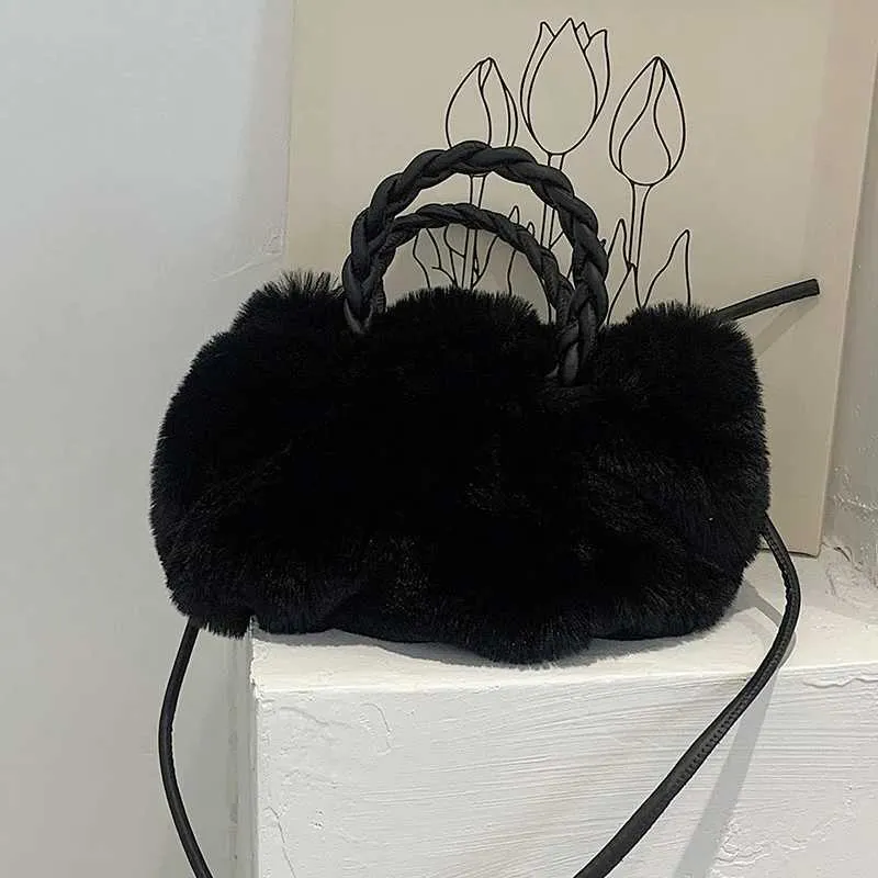 Sac à bandoulière multifonctionnel en fourrure pour femme, sac à main seau à la mode, sacs à bandoulière en peluche douce, mode fourrure nuage_voghion.com