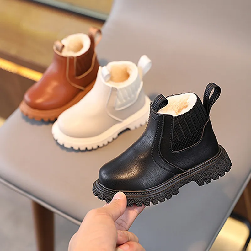 Botas de nieve Happysteps de piel sintética para bebé, muy cálidas, para otoño e invierno, para niño y niña, talla 38-44_voghion.com
