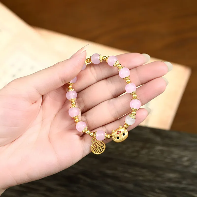 Zodiac Dragon Beaded Bracelet Lucky Symbol Blessing Bangle_voghion.com