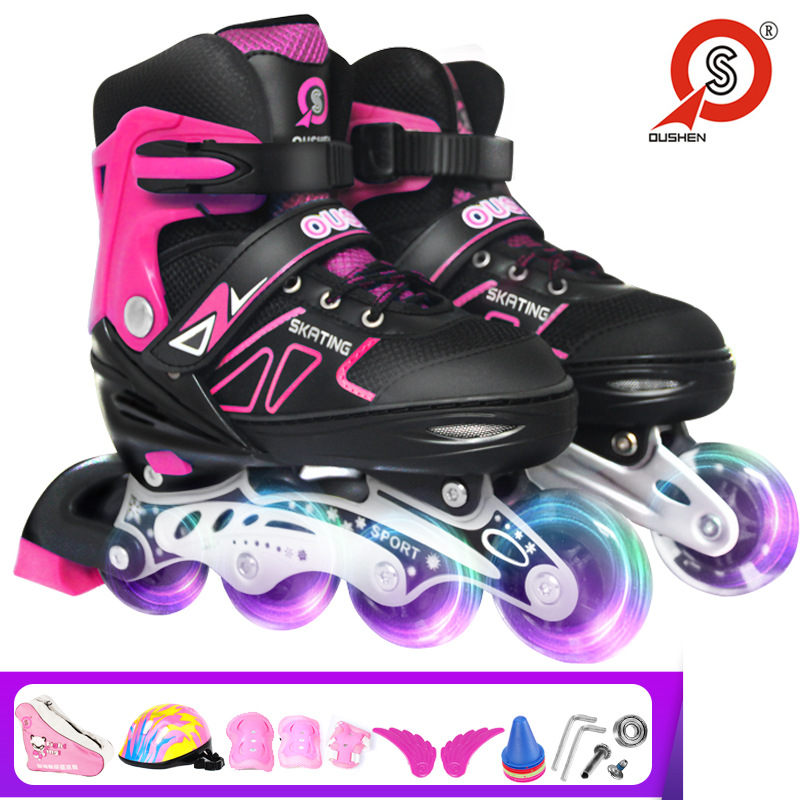 Kid's Clothing Adult Car Line Full Soft Skates Children's Student Roller Skates Inline Skates Adjustable Full Flash Set