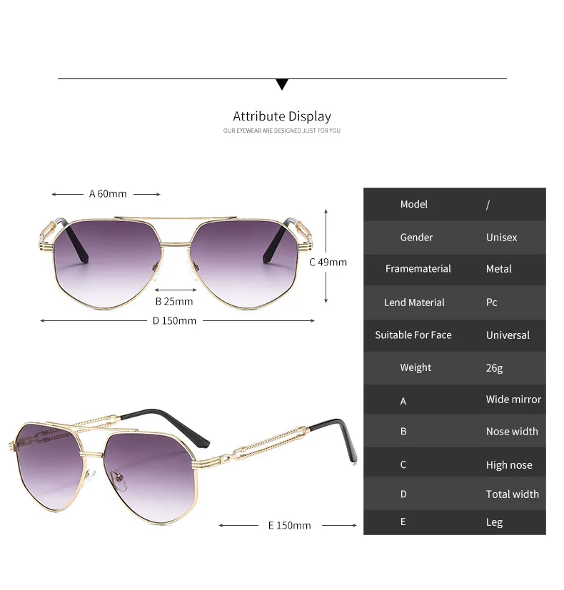 Sonnenbrillen 2024 Mode Männer Polygonal Metall Doppelstrahl Trendy Personalisierte Fahrbrille Licht UV400_voghion.com
