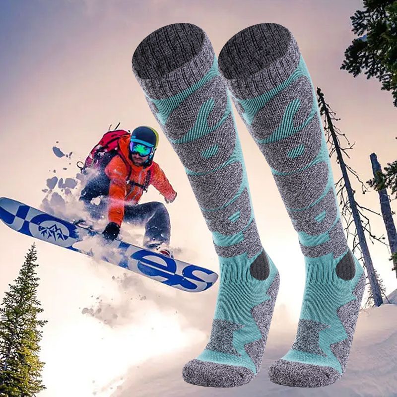 Ciepłe skarpety narciarskie za kolano, odpowiednie do snowboardu, sportów na świeżym powietrzu, długie rurki do wędrówek pieszych, skarpety o wysokiej wydajności_voghion.com