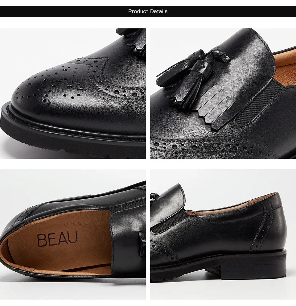 Damen Leder Brogue Slipper Freizeitflachschuhe Frühling Herbst_voghion.com