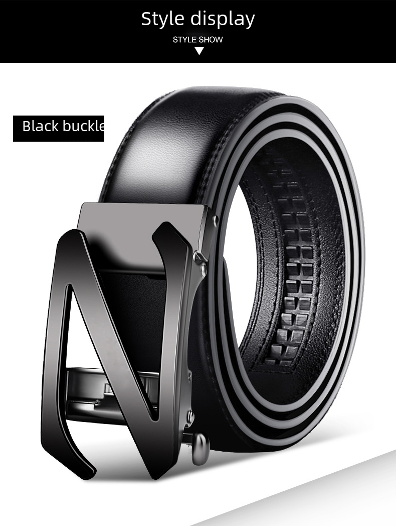 Cintura da uomo nuova 2024 con vera pelle e fibbia automatica in pelle di mucca per uomo casual business stile cintura coreana_voghion.com