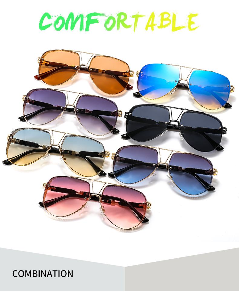 New Hollow Paern Oval Sunglasses Men Women Trend Brand Designer Meal Alloy Frame Gradiens Lens conspicuous_voghion.com