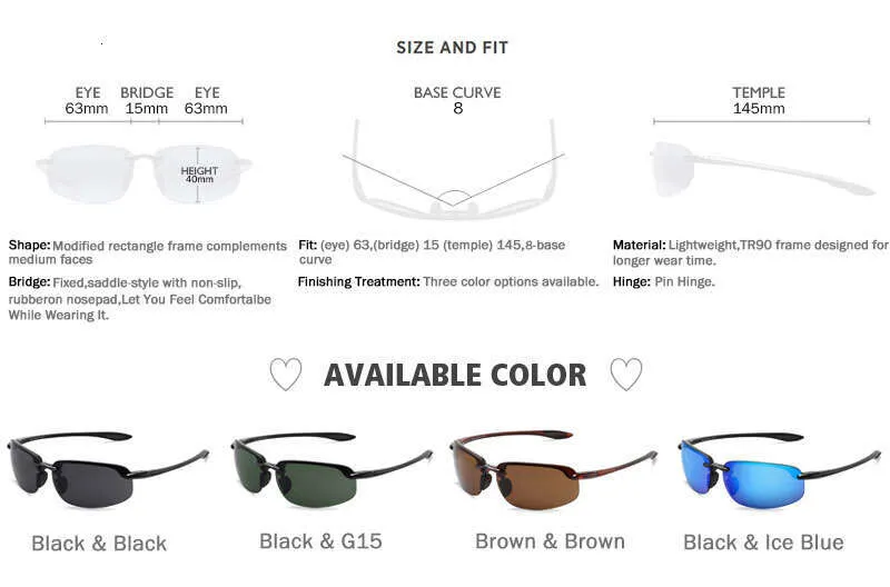 Lunettes de soleil de sport classiques Matrix pour femmes, pour la conduite et la course à pied, monture ultralégère sans monture, pour hommes, UV400_voghion.com