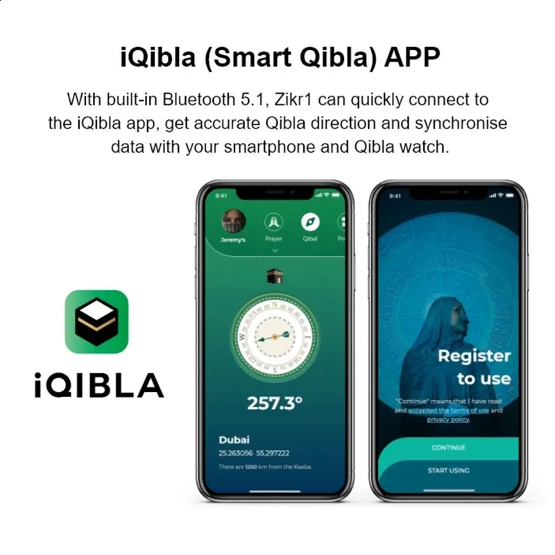 iQibla Smart Tasbih Zählzähler-Ring für Muslime Zikr Digital Tasbeeh 5 Gebetszeiten-Erinnerung Wasserdicht 240730_voghion.com
