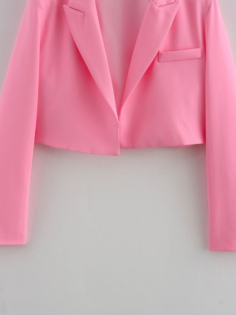 Dammekleeder Revers Temperament Knäpplos Kuerz Slim Fit Kleng Kostümjacket_voghion.com