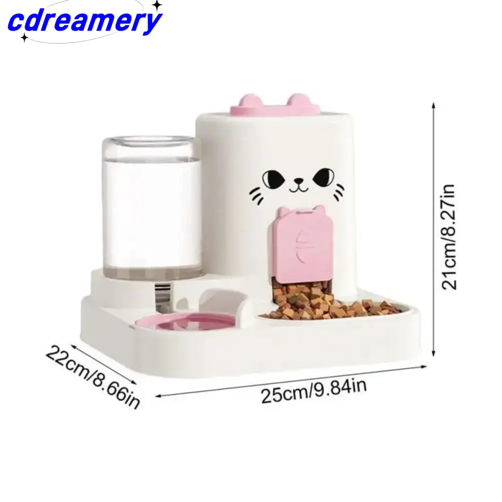 2-in-1 Cartoon Automatischer Futter- und Wasserspender für Haustiere, auslaufsicherer ABS-Kunststoff, Futternapf mit großem Fassungsvermögen für Hunde und Katzen_voghion.com