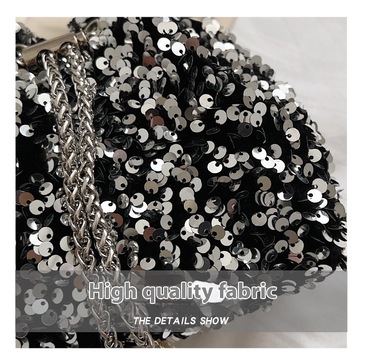 Fashionable and Personalized Sequin Bag for Women in 2024 New Korean Version Bucket Bag Stylish Shoulder Bag Trendy Crossbody Dinner Bag_voghion.com