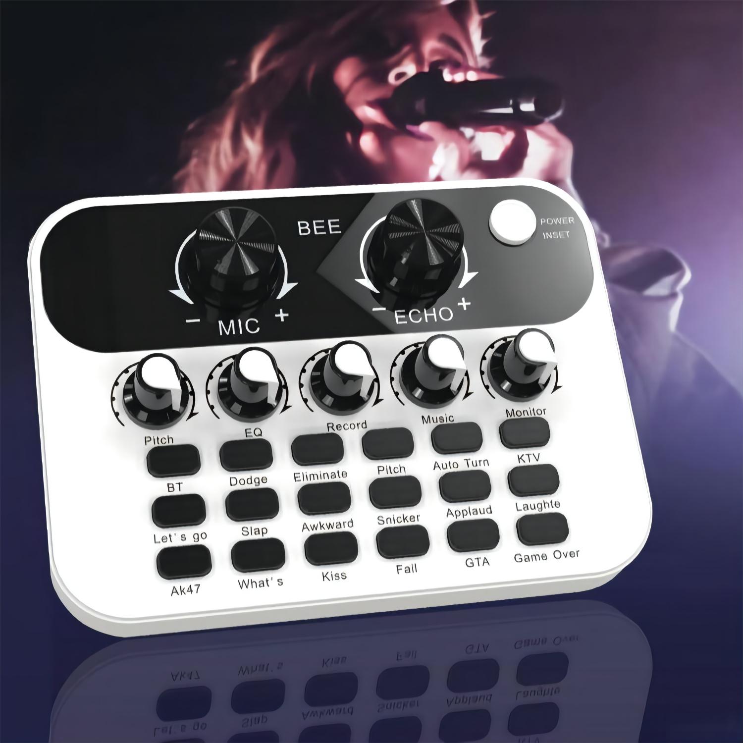 Élő hangkártya V8 angol Mini Audio Interface Podcast Mixer PC-hez Számítógépes Telefon Broadcast Rögzítési effektusok Új_voghion.com