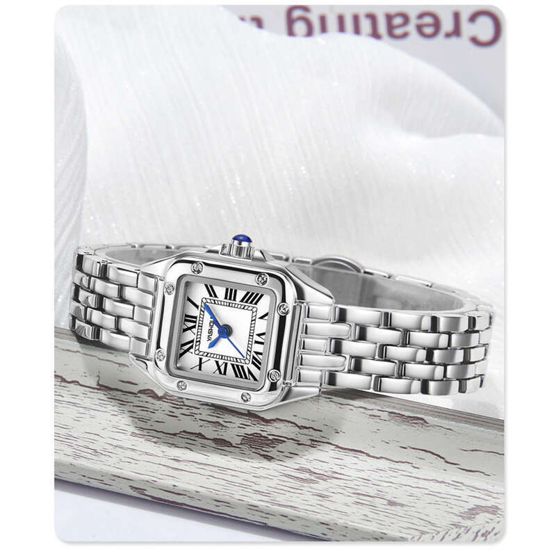 Korėjietiškas prabangus mažas kvadratinis vandeniui atsparus tiesioginės transliacijos mados kvarcinis moteriškas laikrodis_voghion.com