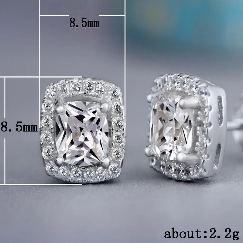 Cubic Zircon Dia Stud Earrings Charm Sier Gold Crystal Round Square Love Heart Ear Rings Engagement Wedding Gift For_voghion.com