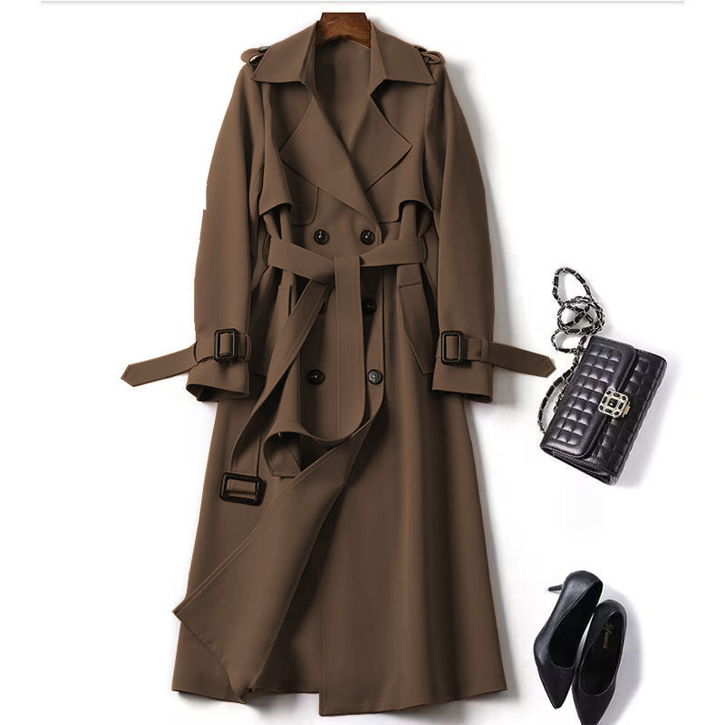 Ropa de mujer Gabardina cruzada para mujer, temperamento de primavera, versión coreana, abrigo largo pequeño popular de estilo británico