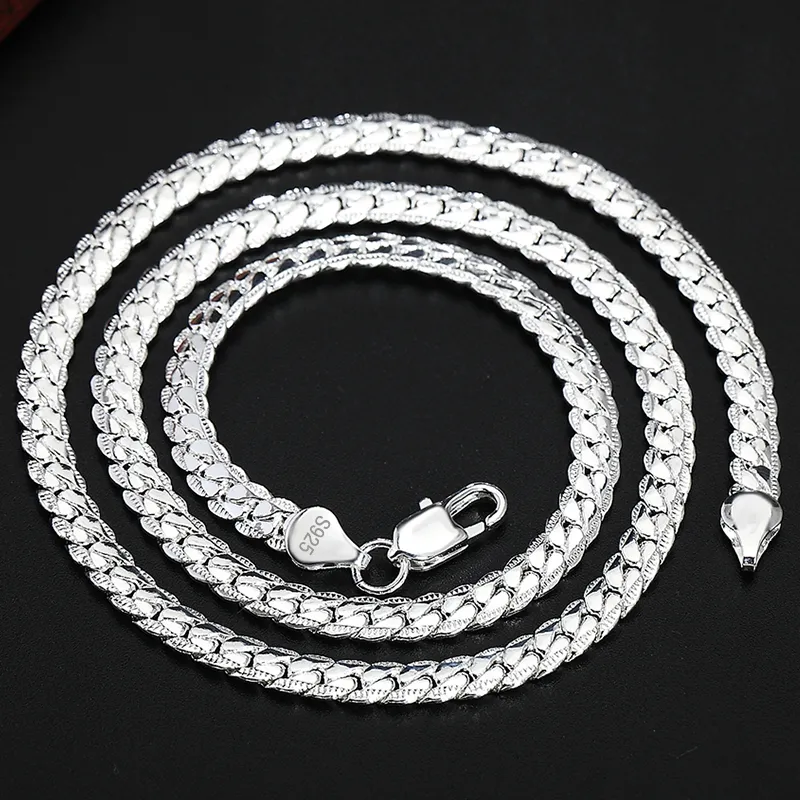 Collana con catena laterale placcata in oro Sterling S, 18, 20, 22 e 24 pollici, per donne e uomini, gioielli di moda e regali._voghion.com