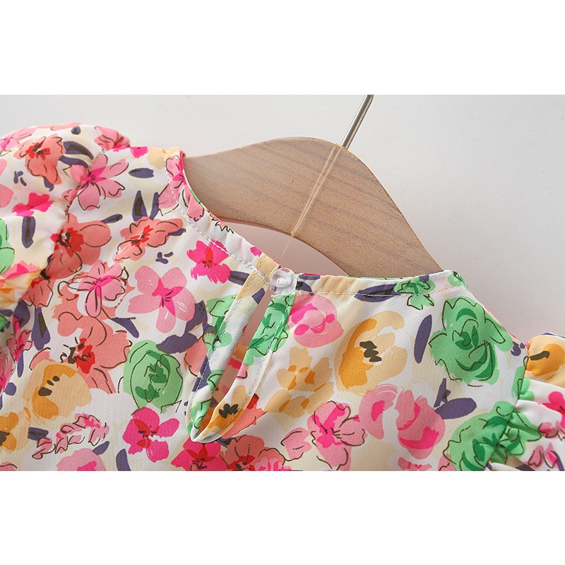 Baby Mädchen Kleidung Set Blume Gedruckt Bogen Top + Baumwolle Shorts Koreanischen Stil Kinder Kleidung_voghion.com