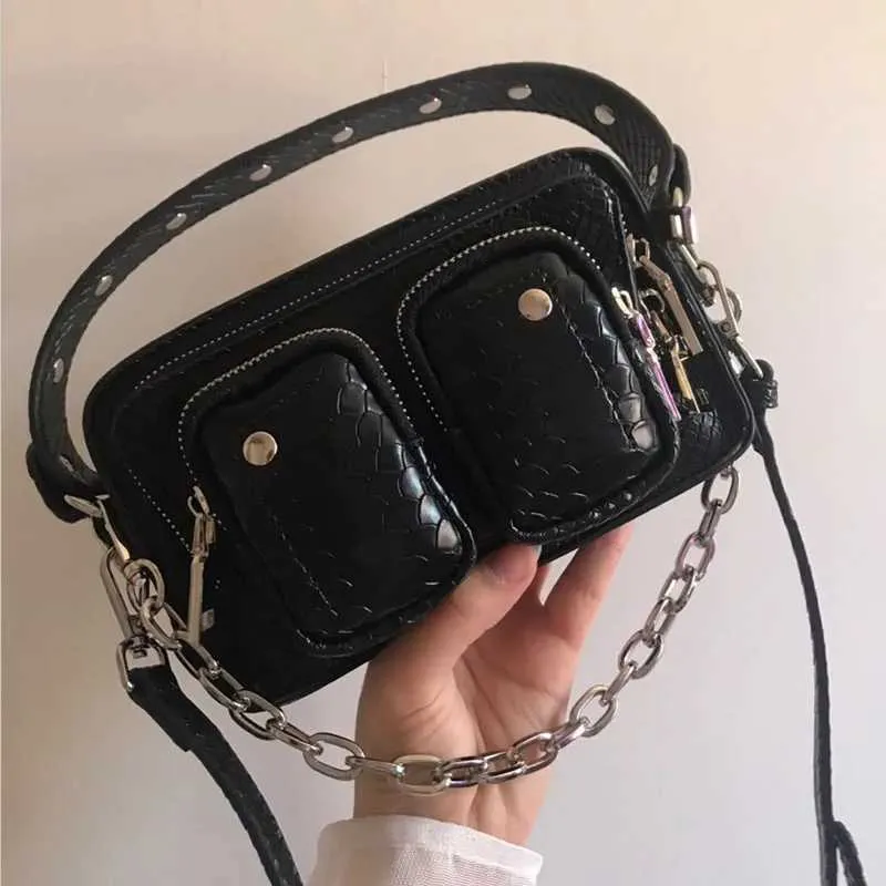 Borsa a tracolla nera elegante donna pochette designer pelle pu catena_voghion.com