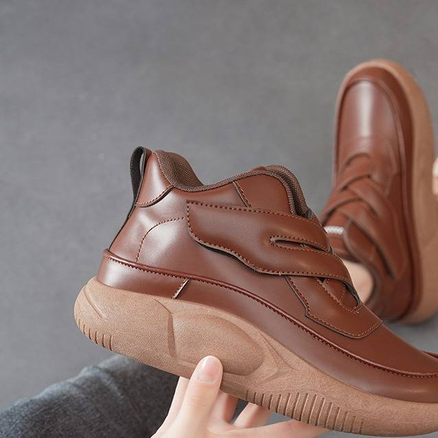 Women's Chunky Sneakers - PU Leather Casual Shoes With Lace-Up Design, Slip-Resistant & Warm, Round Toe Comfort Footwear For Everyday Wear_voghion.com