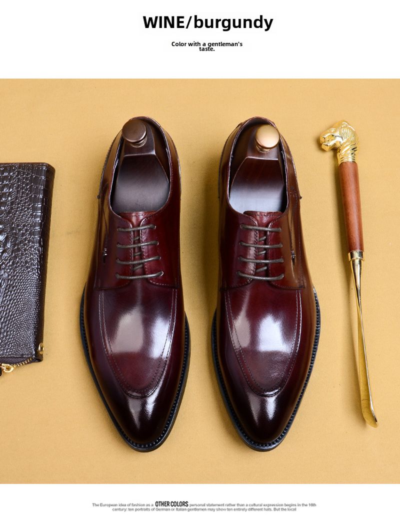 Scarpe Derby da uomo in pelle nera con lacci a punta, eleganti, da sposo, da cerimonia, da uomo, all'ingrosso_voghion.com