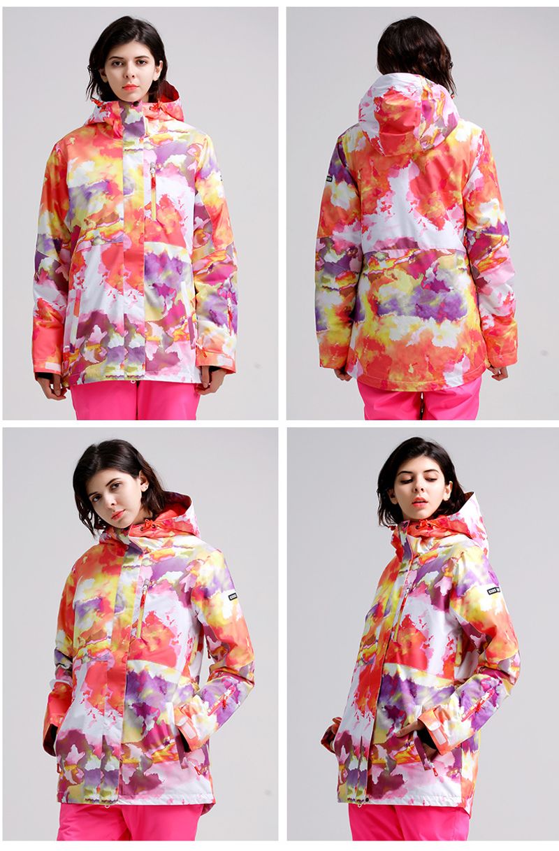 Women's ski windproof waterproof clip cotton warm outdoor camouflage plus size snow jacket_voghion.com