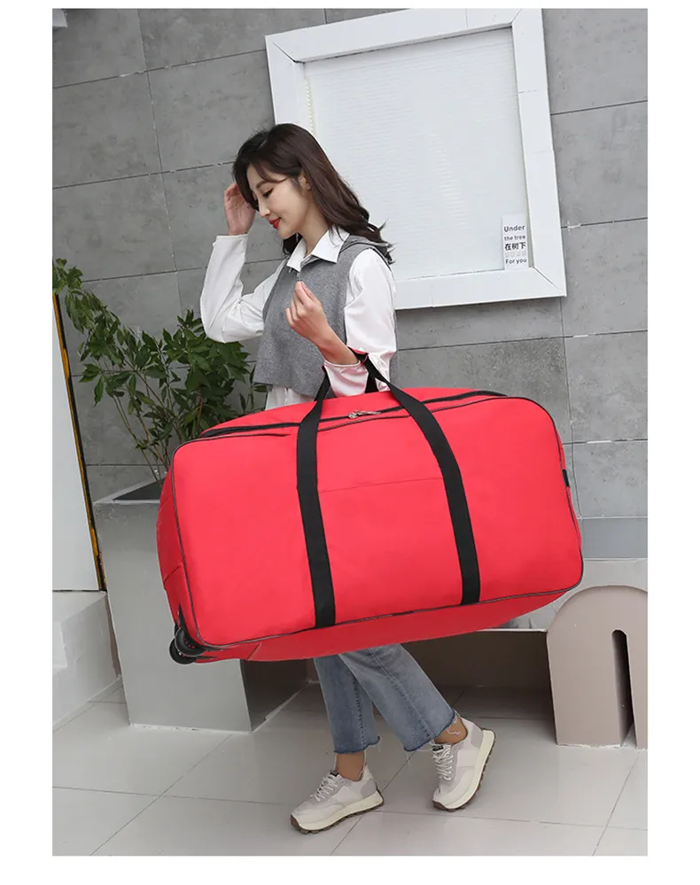 Universal-Reisetasche mit Rollen für Männer und Frauen, schwarz, Reisekoffer, faltbar, Reisetasche für die Nacht, Multifunktions-Handtasche_voghion.com