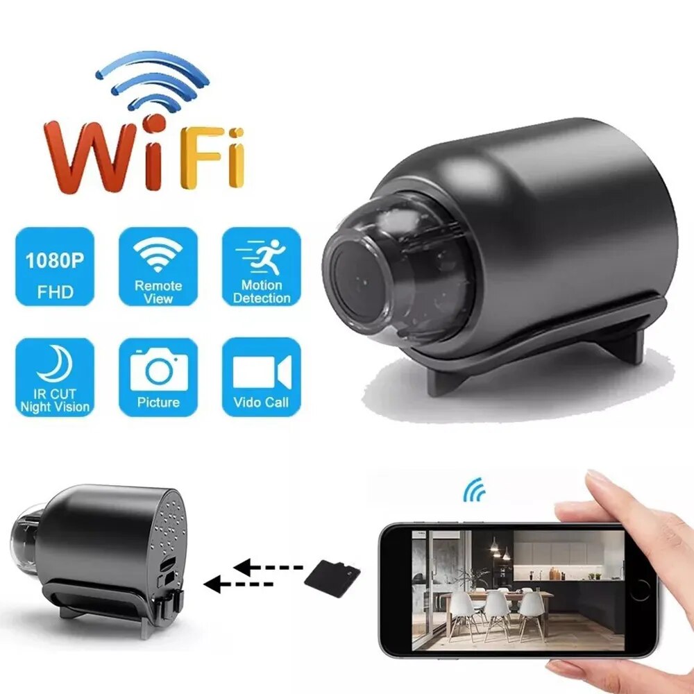 Mini kamera 1080P HD WiFi Domači monitor Notranja varnost Varnostni nadzor Nočni vid_voghion.com