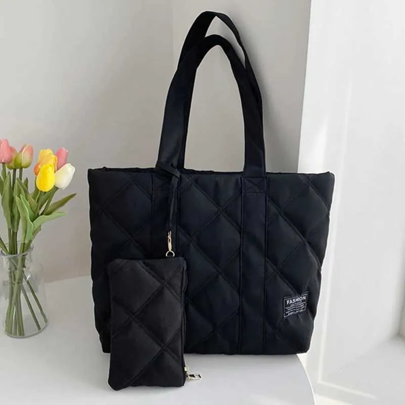 Sac à main pour femme automne/hiver mode losange espace coton costume sac à bandoulière grande capacité couleur unie tout-assorti_voghion.com