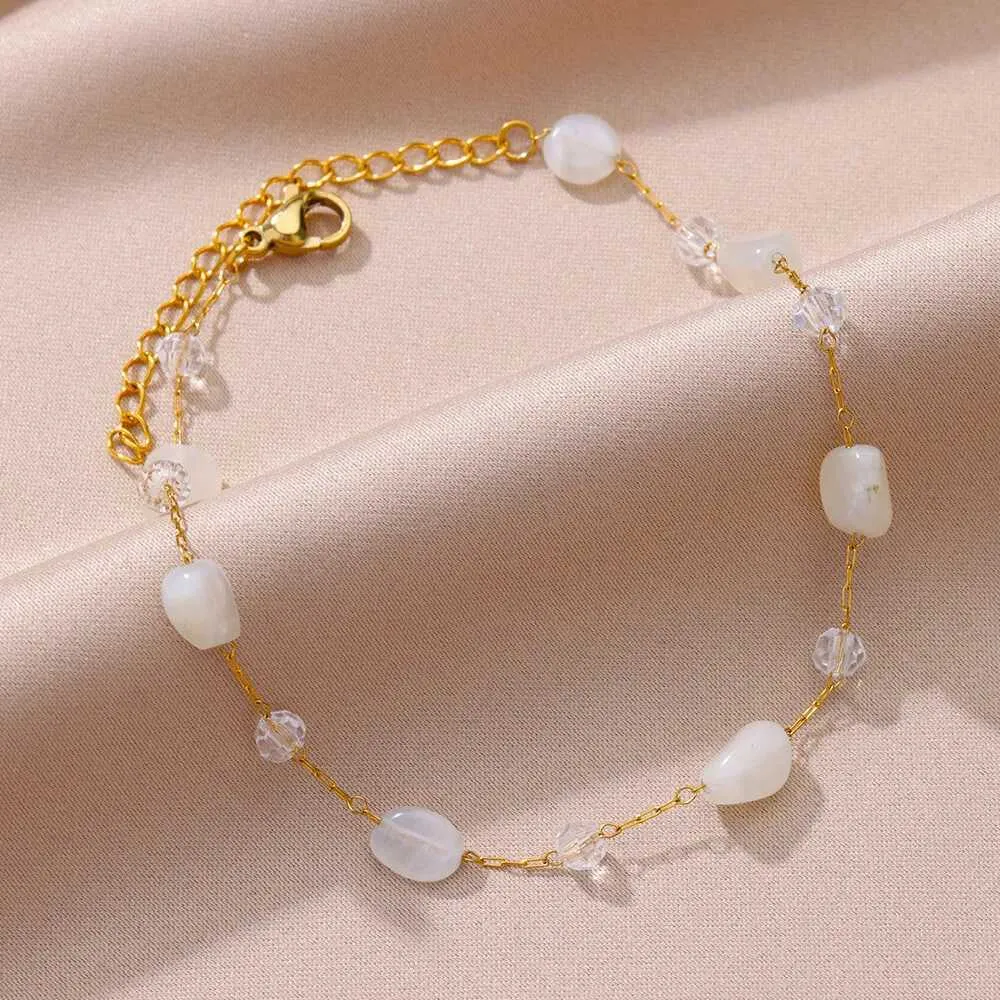 Charm Armbänder Weiß Opal Stein Fußkettchen Für Frauen Gold Farbe Edelstahl Fußkettchen Armband Neue Sommer Strand_voghion.com