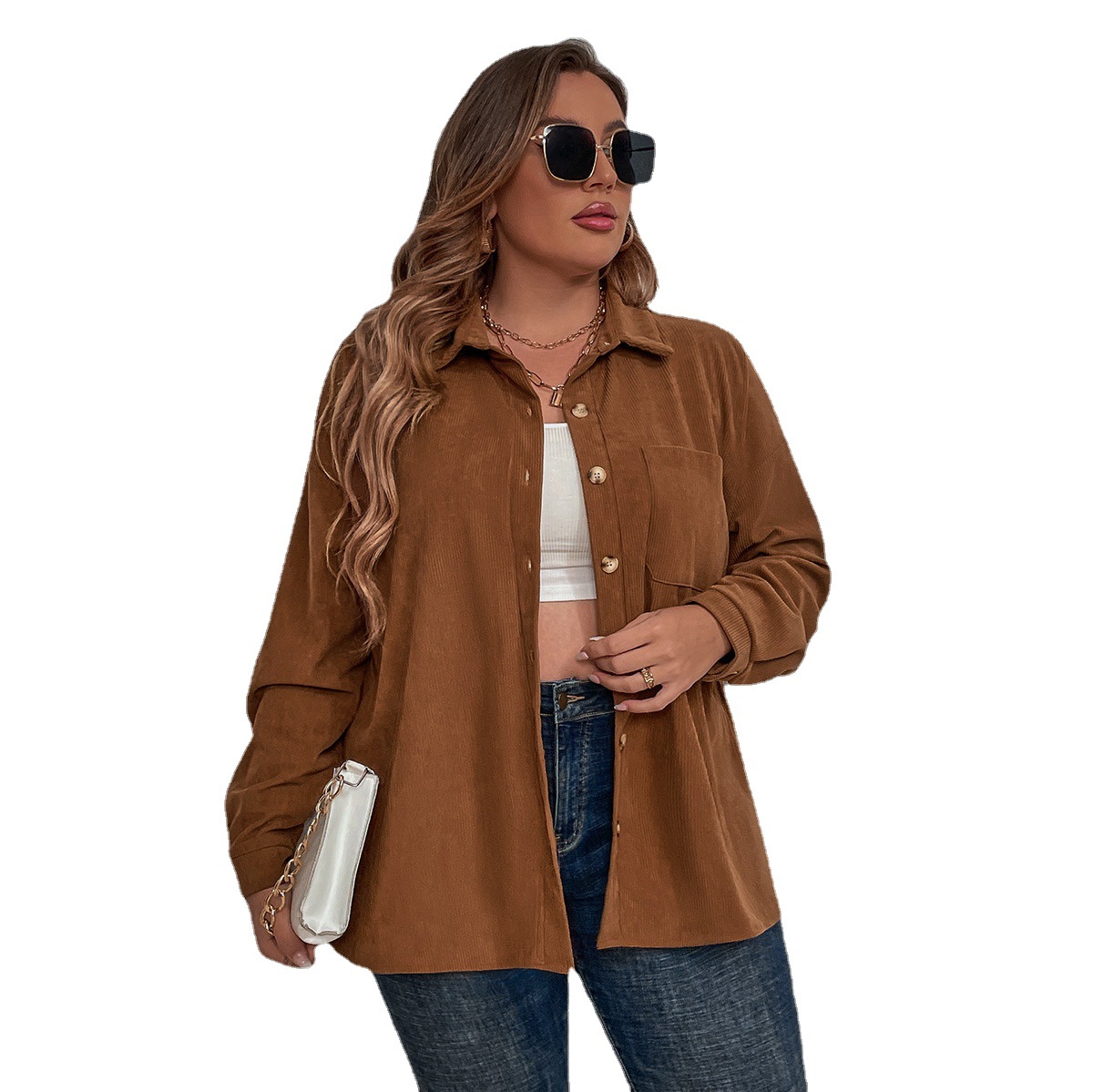 Women's large size women's clothing long-sleeved shirt for women_voghion.com