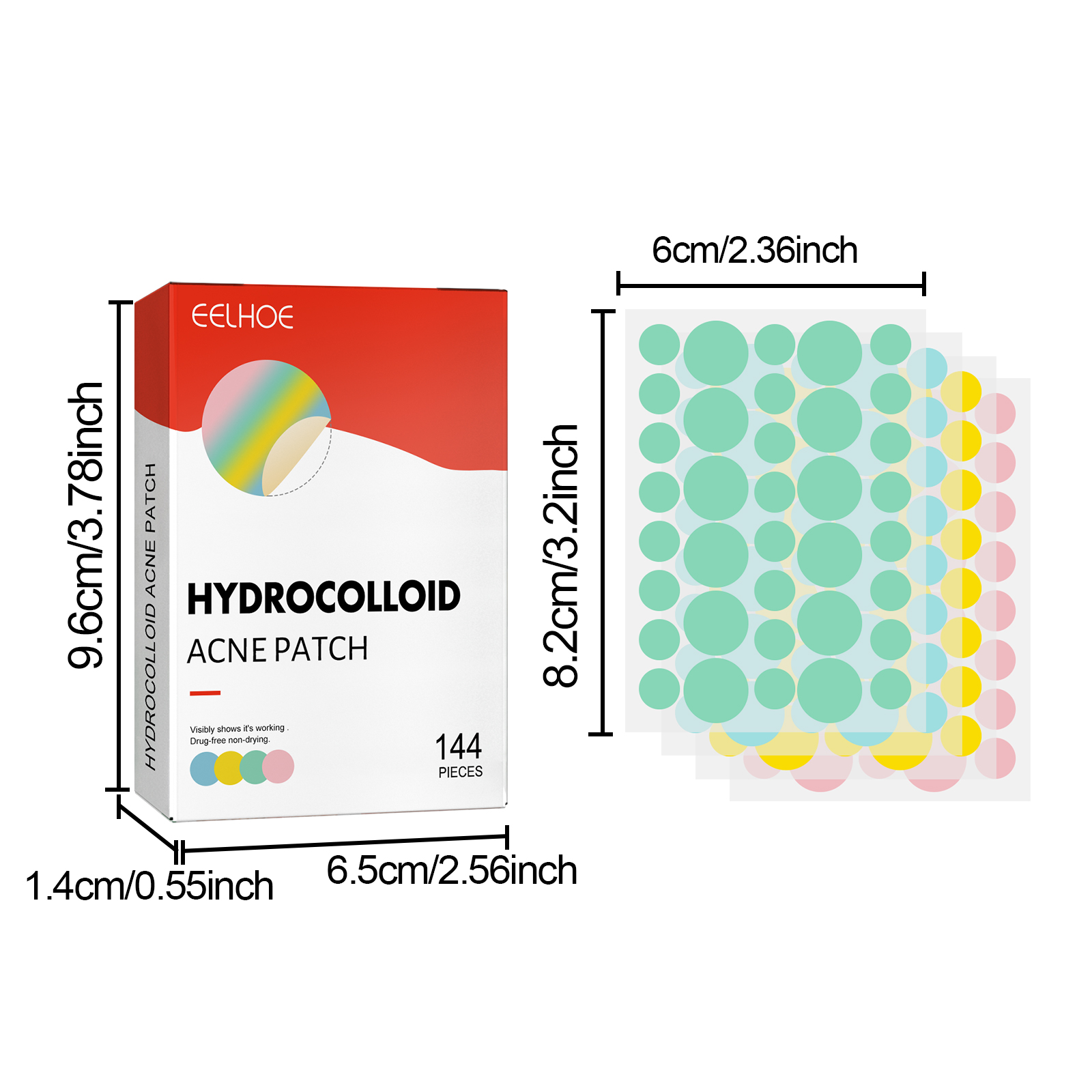 EELHOE Hydrocolloid Acne Patch, Mild Non-Irritant Lightening Acne Pimples Closed Mouth Improve Acne Muscle Hydrocolloidal Acne Patch_voghion.com