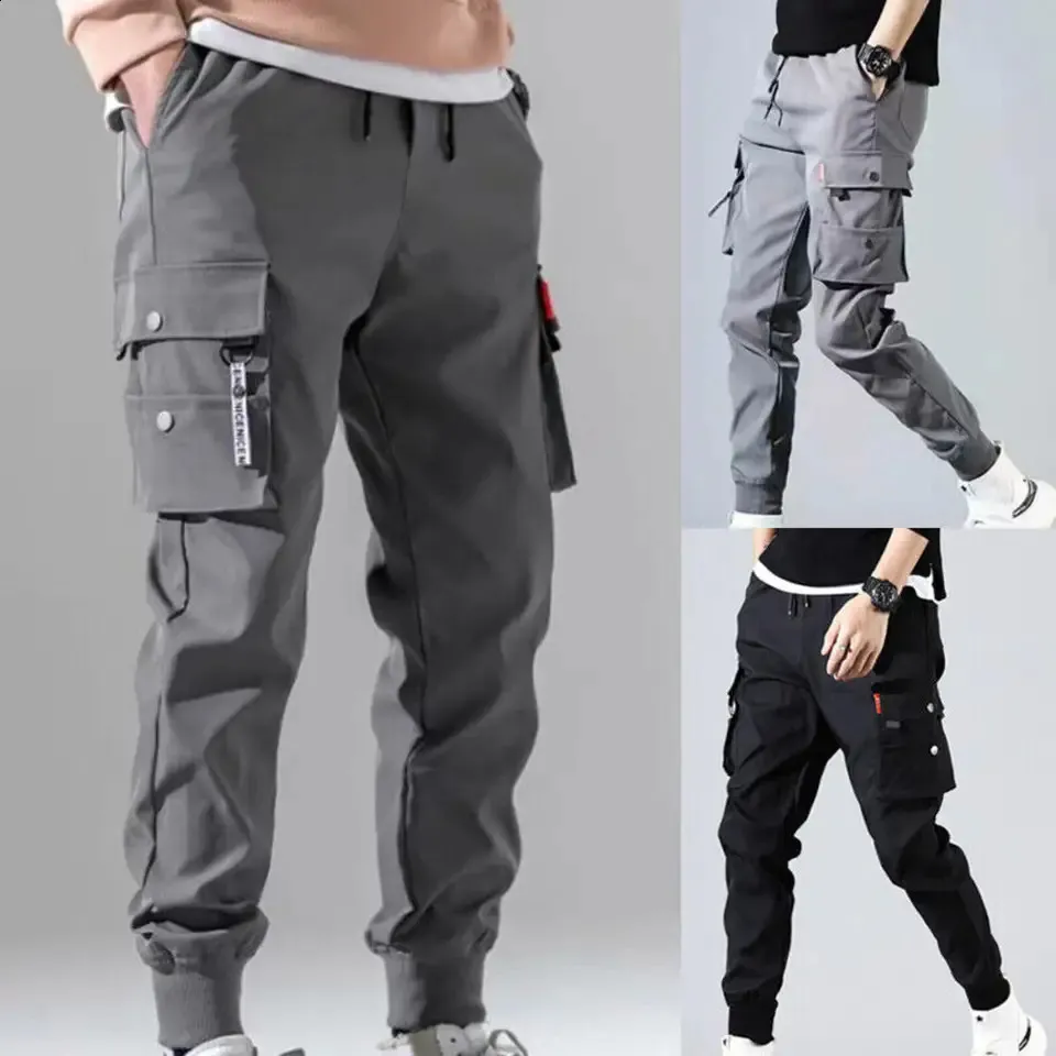 Mens tactical work combat multi pocket casual training Trousers Overalls clothing jogger hiking mens cargo pants 1 piece_voghion.com